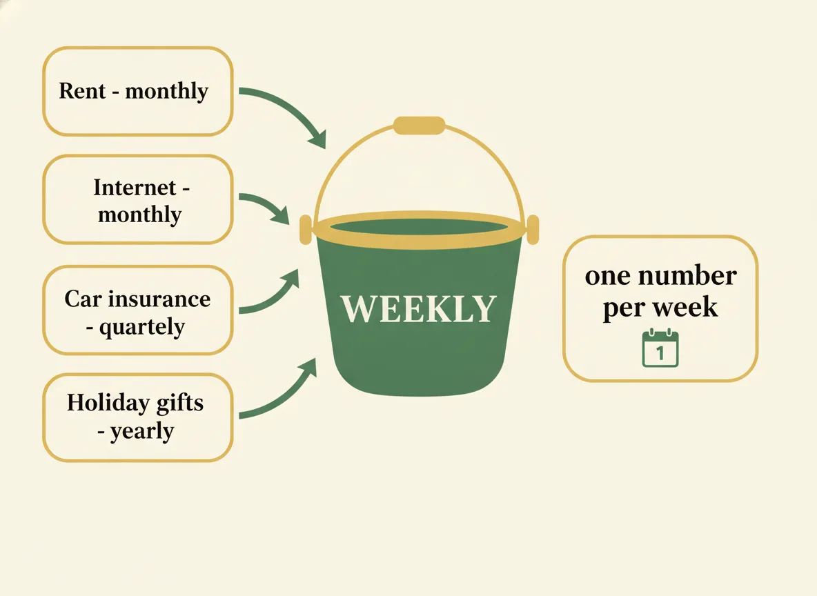 Rent, internet, car insurance and holiday gifts poured into one weekly bucket