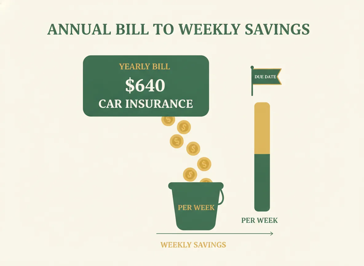 How a yearly bill becomes a small weekly sinking fund contribution